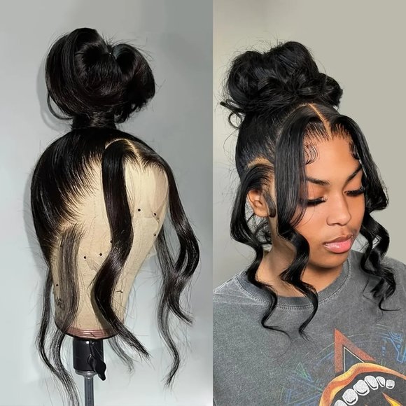 180% 360 Frontal Body Wave Human Hair Wigs HD Transparent Curly Pre Plucked Wig